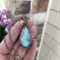 Larimar Teardrop Copper Necklace
