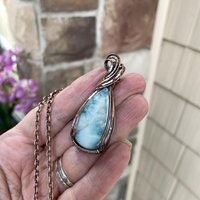 Larimar Teardrop Copper Necklace