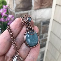 Aquamarine Copper Swirly Necklace