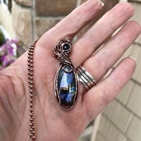 Purple Labradorite & Iolite Small Copper Penddant