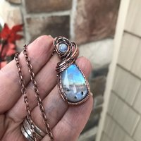 Rainbow Moonstone Copper Necklace