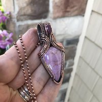 Phosphosiderite & Ruby Copper Necklace with Weaving