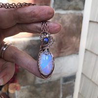 Rainbow Moonstone & Labradorite Copper Pendant
