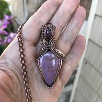 Phosphosiderite & Ruby Copper Necklace with Weaving