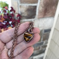 Tiger’s Eye Small Heart Copper Necklace