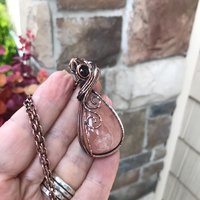 Morganite & Garnet Swirly Copper Necklace