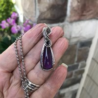 Amethyst Silver Wire Wrapped Necklace