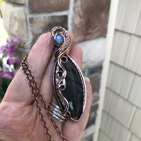 Blue Labradorite & Moonstone Slender Copper Necklace