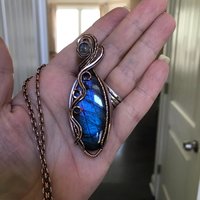 Blue Labradorite & Moonstone Slender Copper Necklace