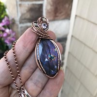 Purple Labradorite & Pink Amethyst Copper Necklace