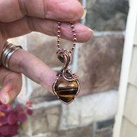 Tiger’s Eye Small Heart Copper Necklace