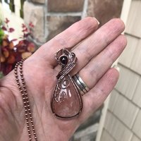 Morganite & Garnet Swirly Copper Necklace