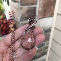 Morganite & Garnet Swirly Copper Necklace