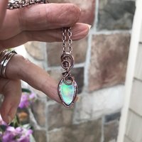 Aurora Opal Green Pink Copper Necklace