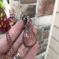 Morganite & Garnet Swirly Copper Necklace