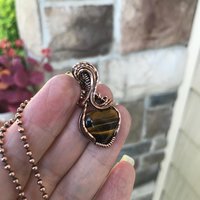 Tiger’s Eye Small Heart Copper Necklace