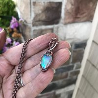 Aurora Opal Green Pink Copper Necklace