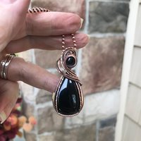 Black Onyx Copper Pendant