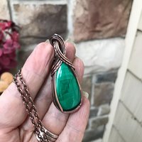 Malachite Criss Cross Copper Pendant