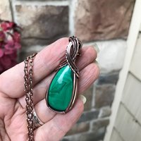 Malachite Criss Cross Copper Pendant