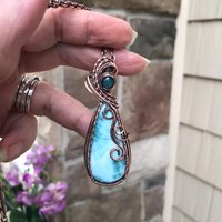 Larimar & Grandidierite Swirly Copper Necklace
