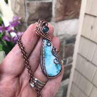 Larimar & Grandidierite Swirly Copper Necklace