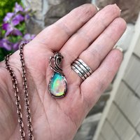 Aurora Opal Rainbow Copper Necklace