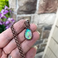 Aurora Opal Rainbow Copper Necklace