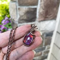 Maroon Aurora Opal Copper Necklace
