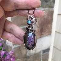 SOLD - Purple Labradorite & Moonstone Copper Necklace