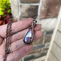 Purple Orange Labradorite Small Copper Necklace