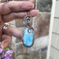 Larimar & Aquamarine Oval Copper Pendant