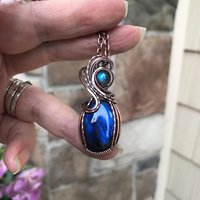 SOLD - Blue Labradorite Oval Copper Pendant