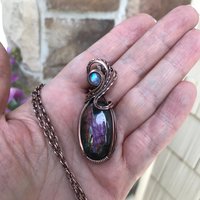 SOLD - Purple Labradorite & Moonstone Copper Necklace