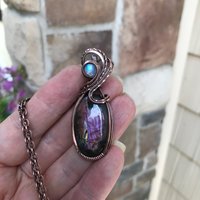 SOLD - Purple Labradorite & Moonstone Copper Necklace