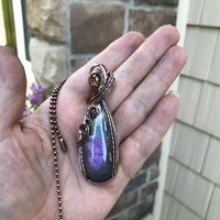 Purple Labradorite & Citrine Slender Copper Necklace