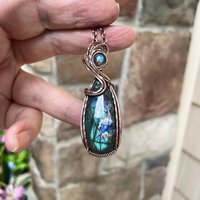 Teal Blue Labradorite Copper Necklace