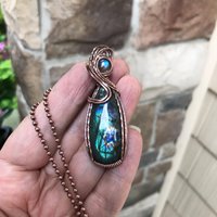 Teal Blue Labradorite Copper Necklace