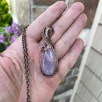 Kunzite Teardrop Copper Pendant