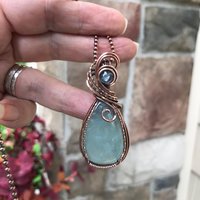 Aquamarine Swirly Copper Pendant