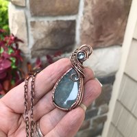 Aquamarine Swirly Copper Pendant