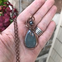 Aquamarine Swirly Copper Pendant