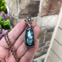 Teal Blue Labradorite Copper Necklace