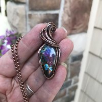 Purple Rainbow Labradorite Copper Pendant