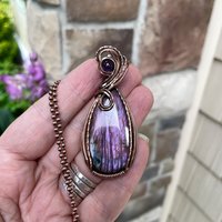 Purple Labradorite & Amethyst Copper Pendant