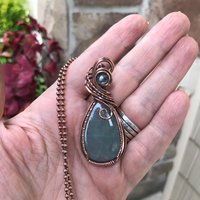 Aquamarine Swirly Copper Pendant