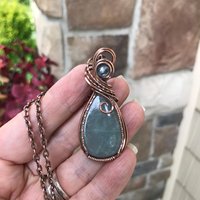 Aquamarine Swirly Copper Pendant