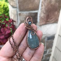 Aquamarine Swirly Copper Pendant