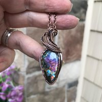 Purple Rainbow Labradorite Copper Pendant