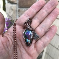Purple Rainbow Labradorite Copper Pendant